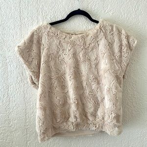 Maeve Anthro Faux Fur Short Sleeve Top M